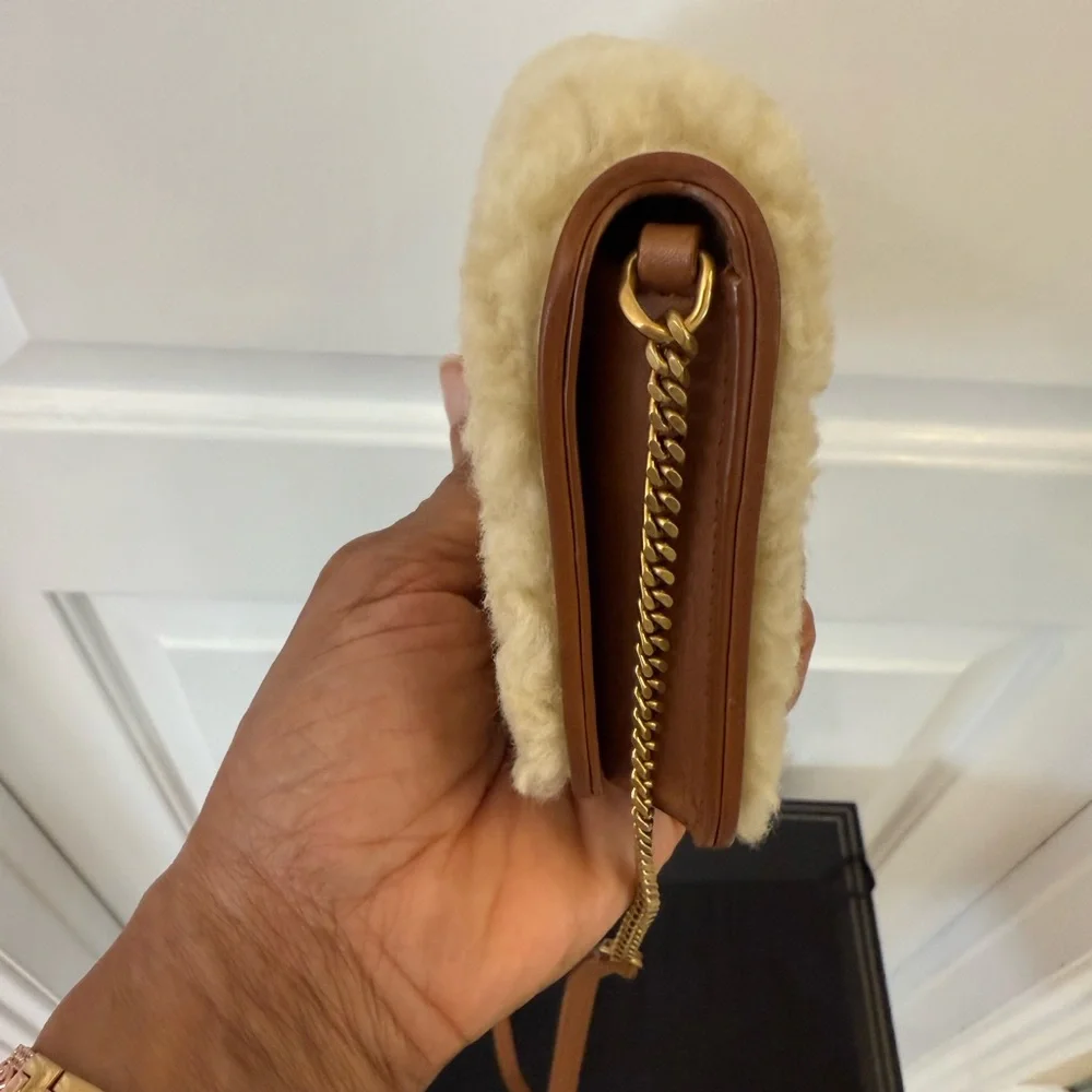 YSL Cassandra Mini Monogram Shearling Crossbody / Shoulder Bag - Picture 6 of 11